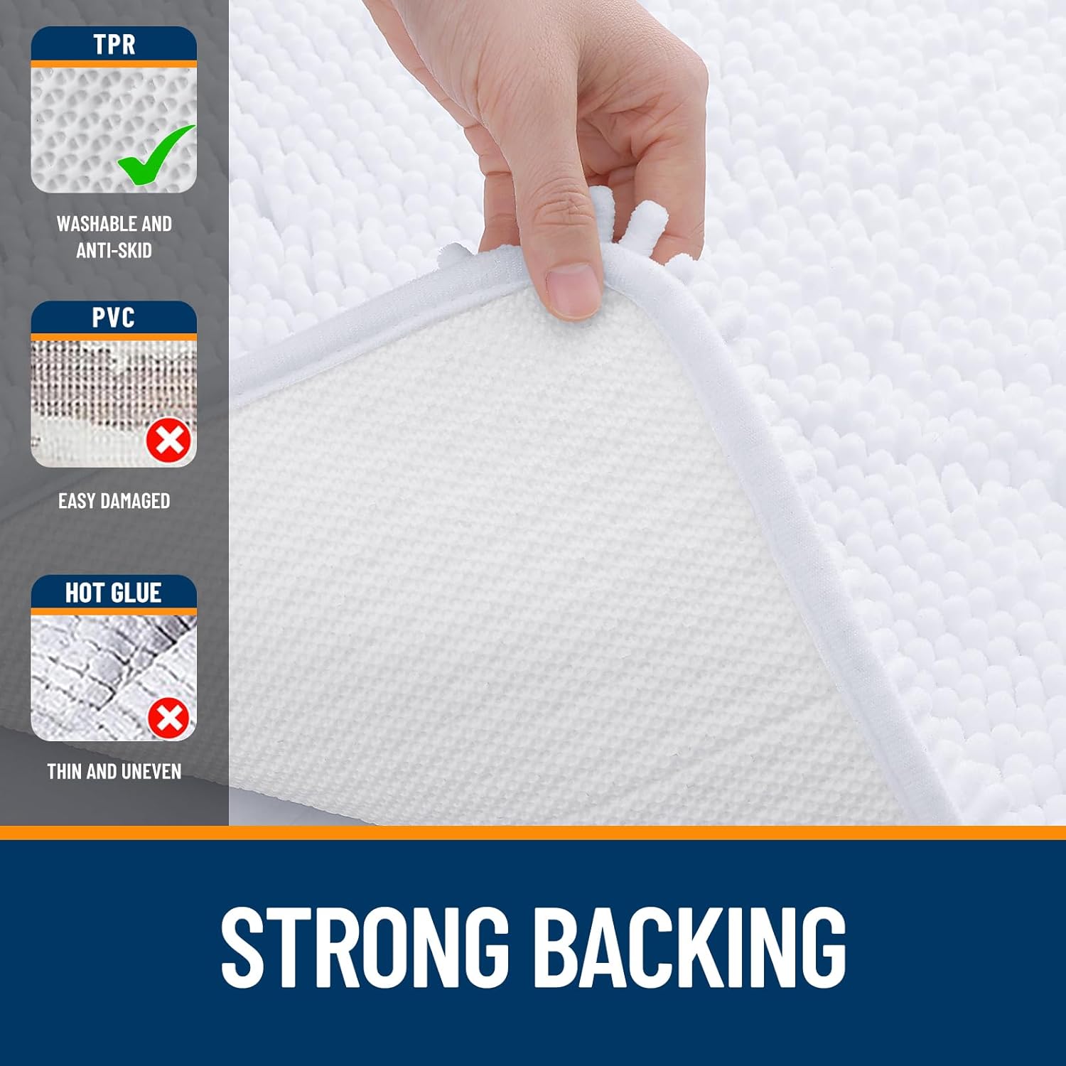 Extra Soft Absorbent Chenille Bath Rugs, Rubber Backing Quick Dry Bathroom Rugs - Picture 220 of 293