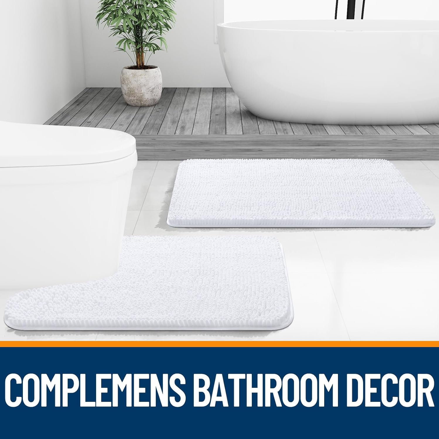 Extra Soft Absorbent Chenille Bath Rugs, Rubber Backing Quick Dry Bathroom Rugs - Picture 223 of 293
