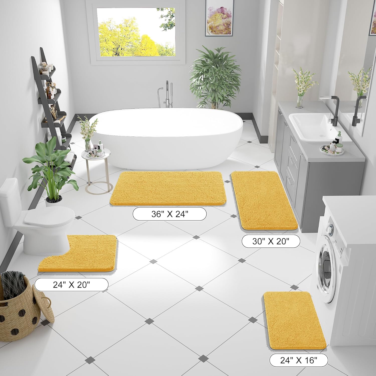 Extra Soft Absorbent Chenille Bath Rugs, Rubber Backing Quick Dry Bathroom Rugs - Picture 225 of 293
