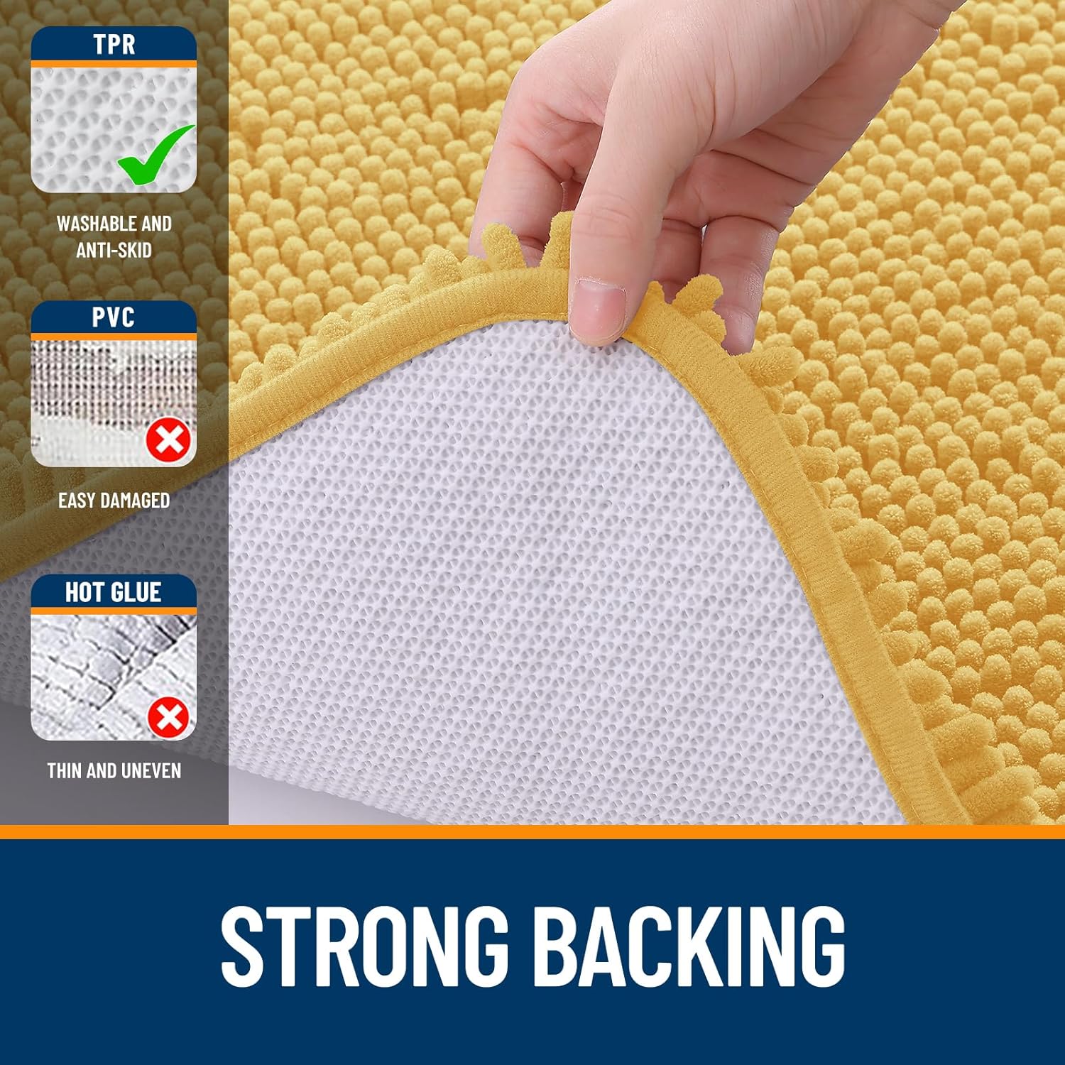 Extra Soft Absorbent Chenille Bath Rugs, Rubber Backing Quick Dry Bathroom Rugs - Picture 229 of 293