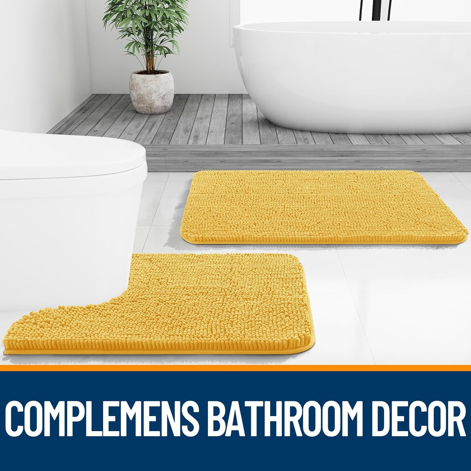 Extra Soft Absorbent Chenille Bath Rugs, Rubber Backing Quick Dry Bathroom Rugs - Picture 230 of 293