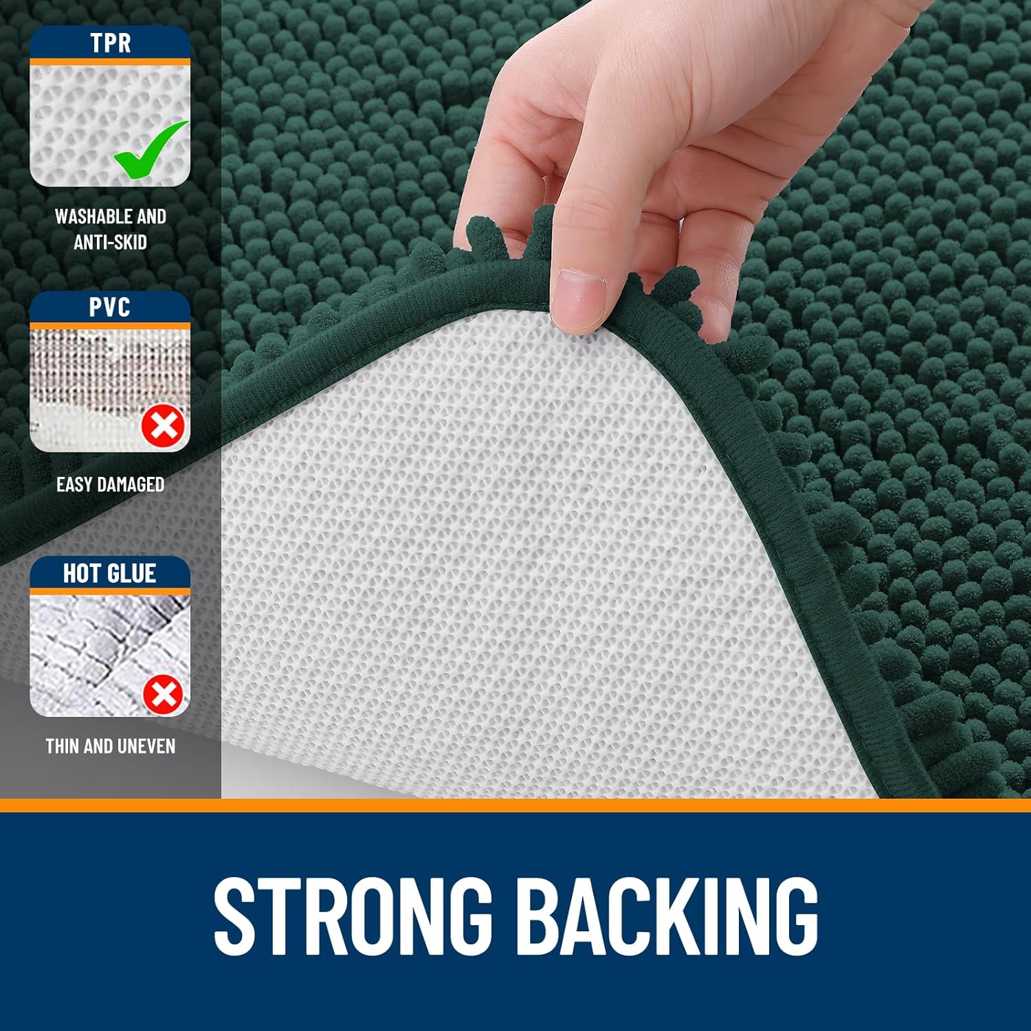Extra Soft Absorbent Chenille Bath Rugs, Rubber Backing Quick Dry Bathroom Rugs - Picture 238 of 293