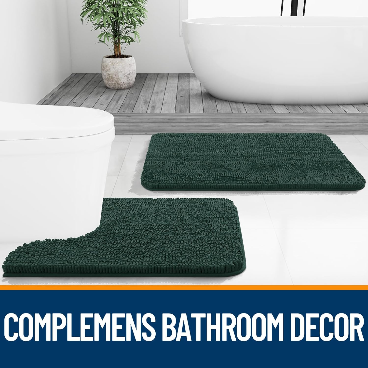 Extra Soft Absorbent Chenille Bath Rugs, Rubber Backing Quick Dry Bathroom Rugs - Picture 239 of 293
