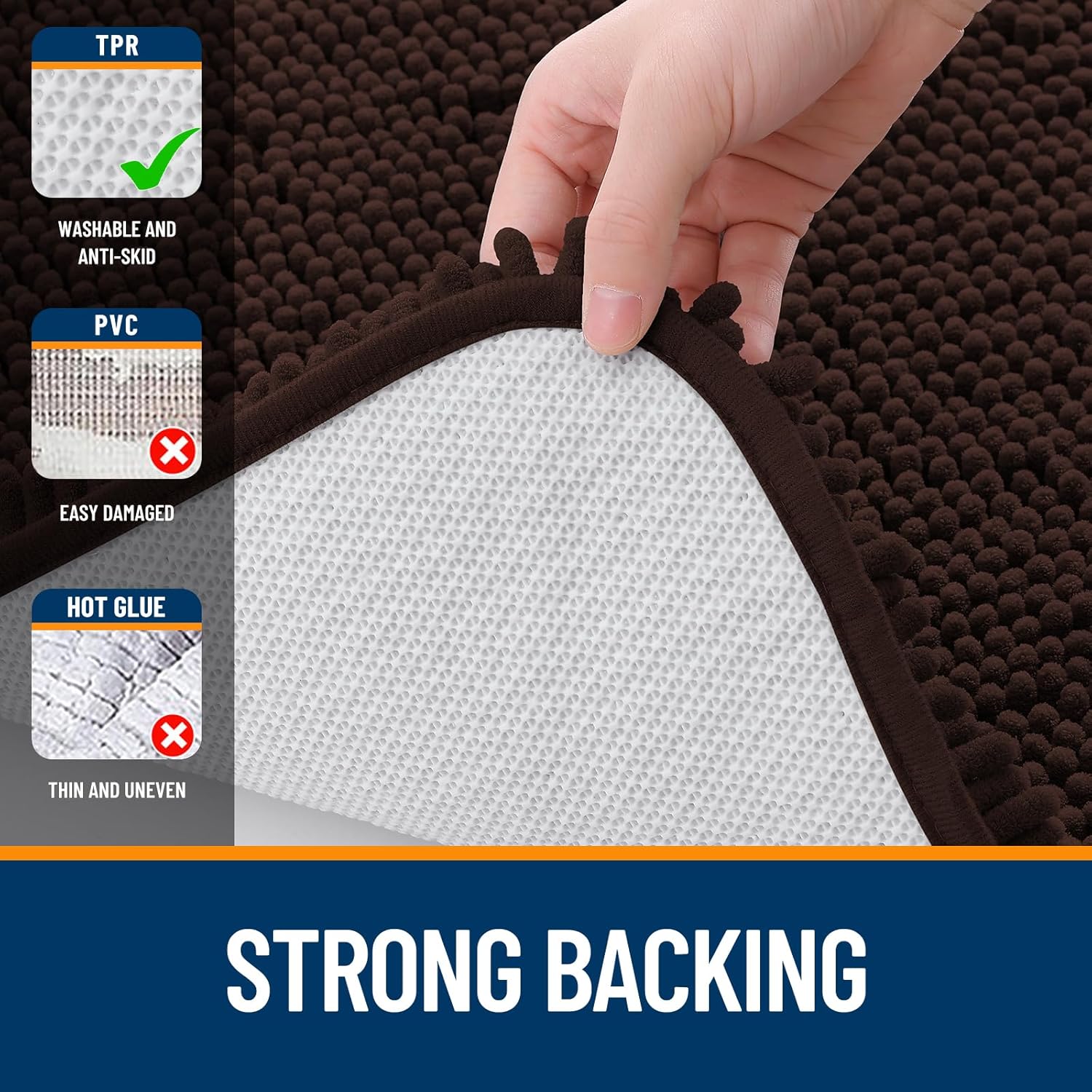 Extra Soft Absorbent Chenille Bath Rugs, Rubber Backing Quick Dry Bathroom Rugs - Picture 247 of 293