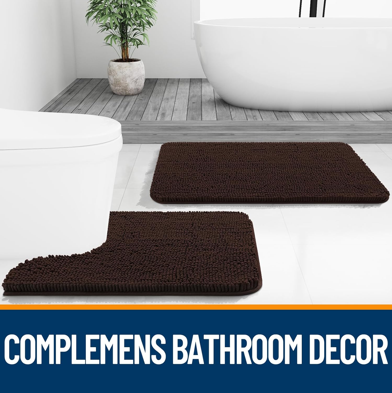 Extra Soft Absorbent Chenille Bath Rugs, Rubber Backing Quick Dry Bathroom Rugs - Picture 250 of 293
