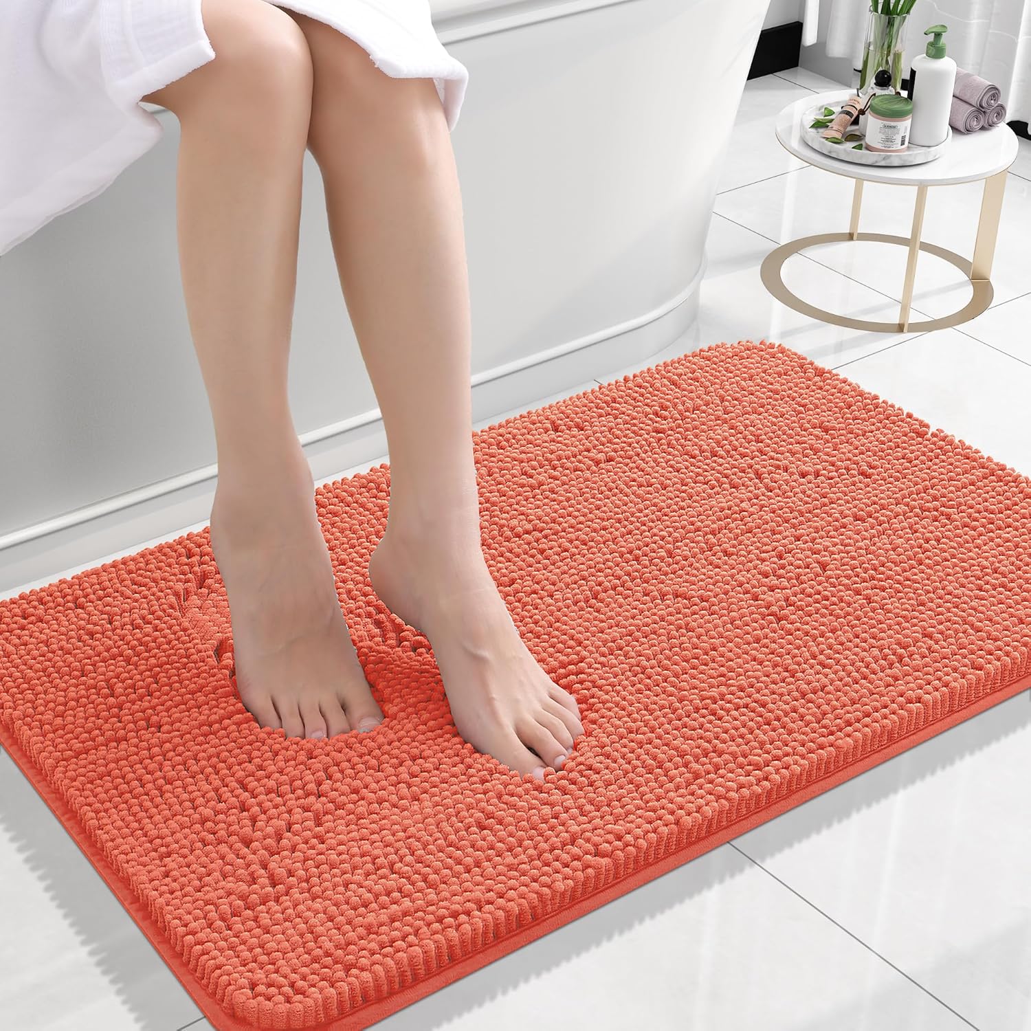 Extra Soft Absorbent Chenille Bath Rugs, Rubber Backing Quick Dry Bathroom Rugs - Picture 260 of 293