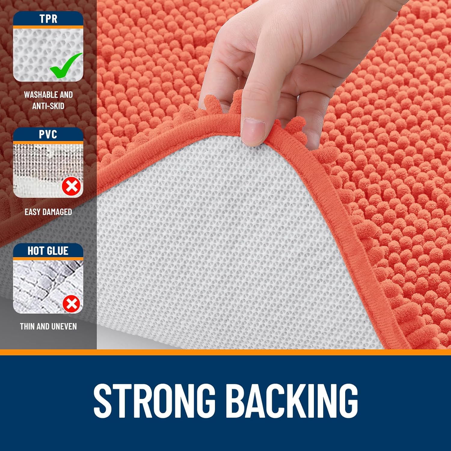 Extra Soft Absorbent Chenille Bath Rugs, Rubber Backing Quick Dry Bathroom Rugs - Picture 265 of 293
