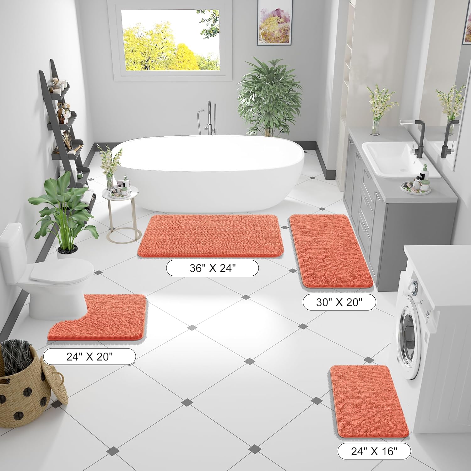 Extra Soft Absorbent Chenille Bath Rugs, Rubber Backing Quick Dry Bathroom Rugs - Picture 267 of 293
