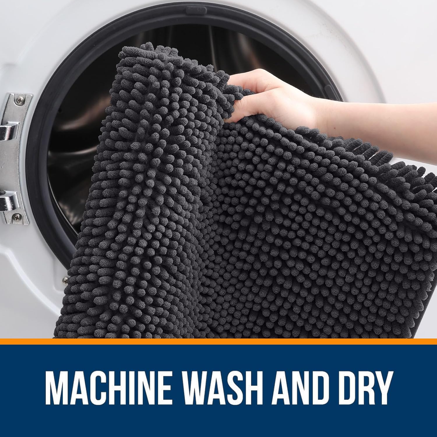 Extra Soft Absorbent Chenille Bath Rugs, Rubber Backing Quick Dry Bathroom Rugs - Picture 273 of 293