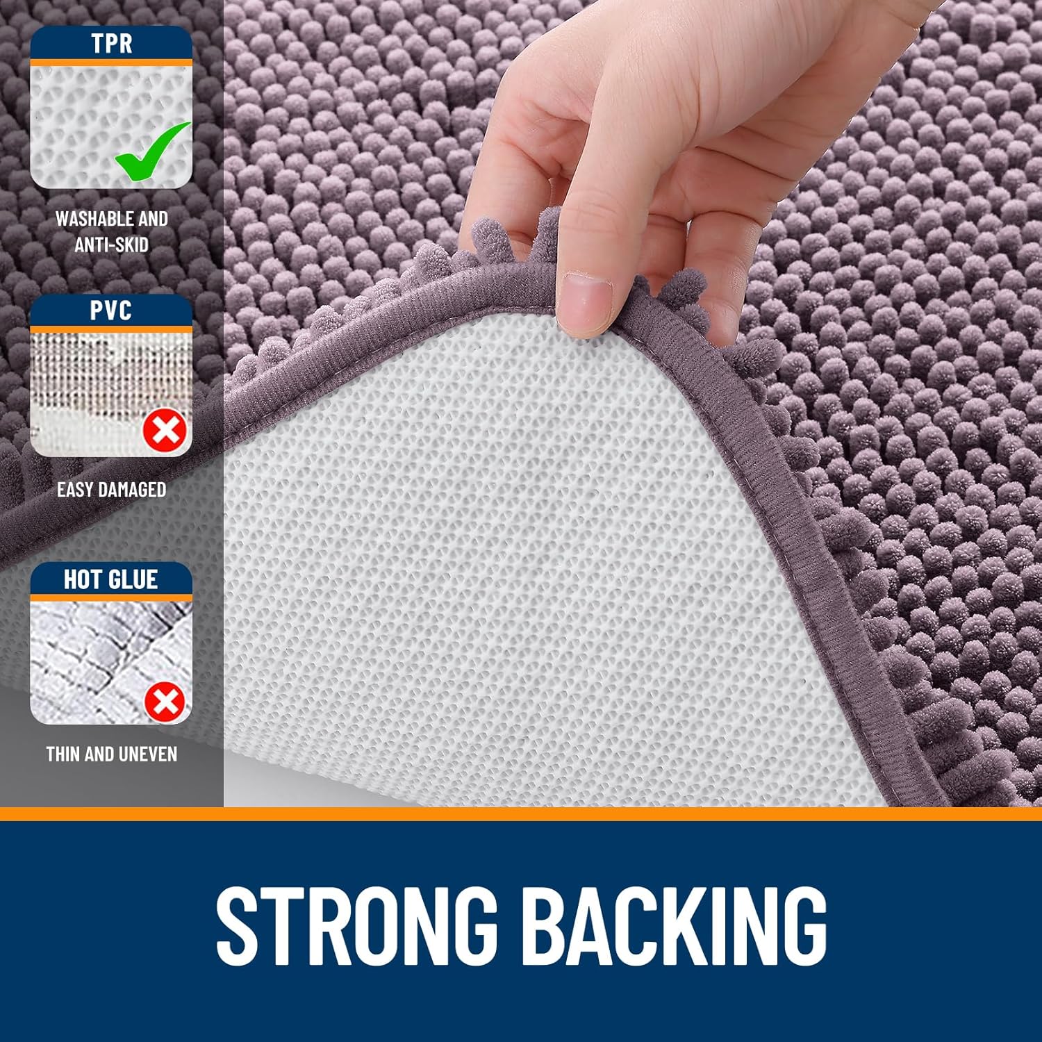 Extra Soft Absorbent Chenille Bath Rugs, Rubber Backing Quick Dry Bathroom Rugs - Picture 283 of 293