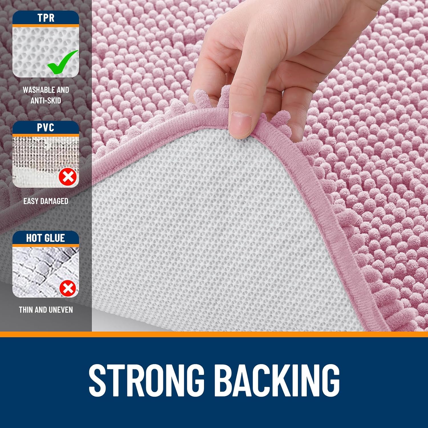 Extra Soft Absorbent Chenille Bath Rugs, Rubber Backing Quick Dry Bathroom Rugs - Picture 291 of 293