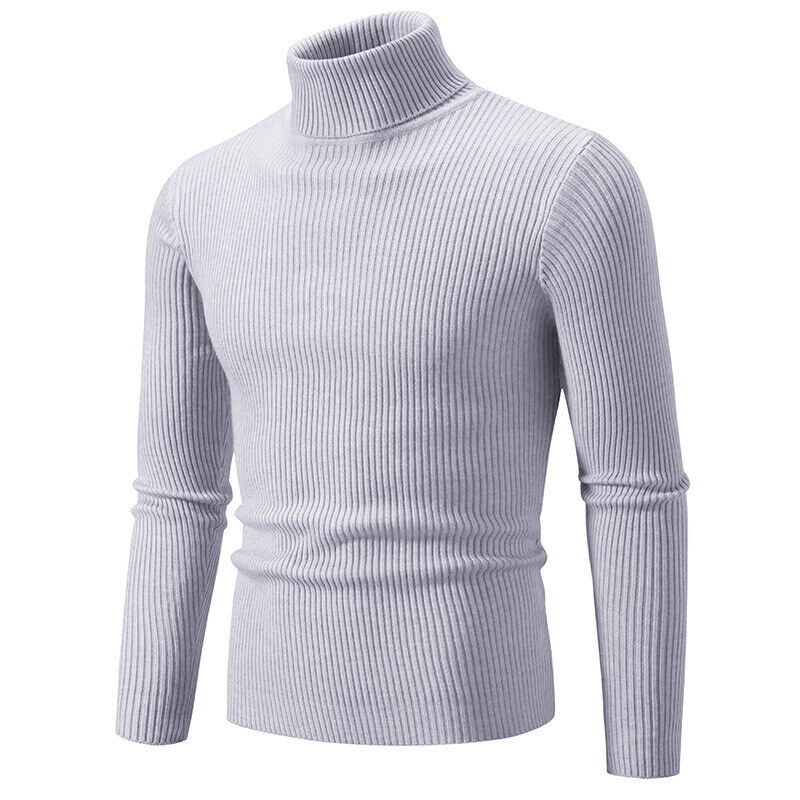 Schlichter einfarbiger hochgeschlossener Basispullover Freizeit Herren Slim Fit Strickpullover - Bild 23 von 33