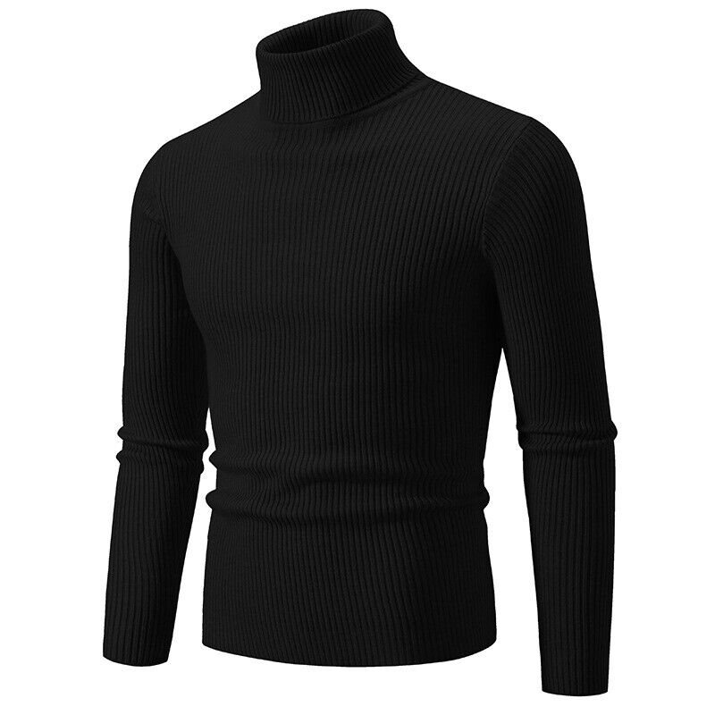 Schlichter einfarbiger hochgeschlossener Basispullover Freizeit Herren Slim Fit Strickpullover - Bild 24 von 33