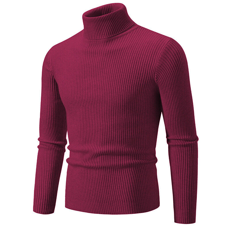 Schlichter einfarbiger hochgeschlossener Basispullover Freizeit Herren Slim Fit Strickpullover - Bild 26 von 33