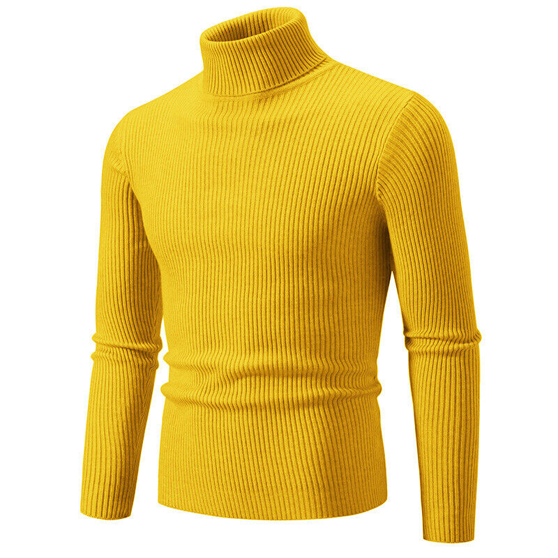 Schlichter einfarbiger hochgeschlossener Basispullover Freizeit Herren Slim Fit Strickpullover - Bild 27 von 33