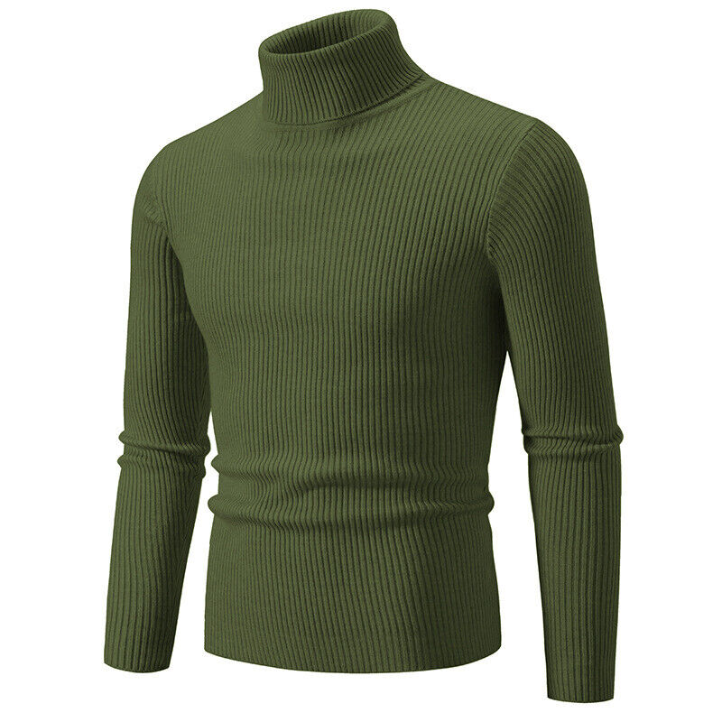 Schlichter einfarbiger hochgeschlossener Basispullover Freizeit Herren Slim Fit Strickpullover - Bild 28 von 33