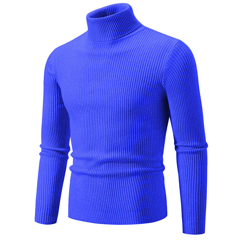 Schlichter einfarbiger hochgeschlossener Basispullover Freizeit Herren Slim Fit Strickpullover - Bild 30 von 33