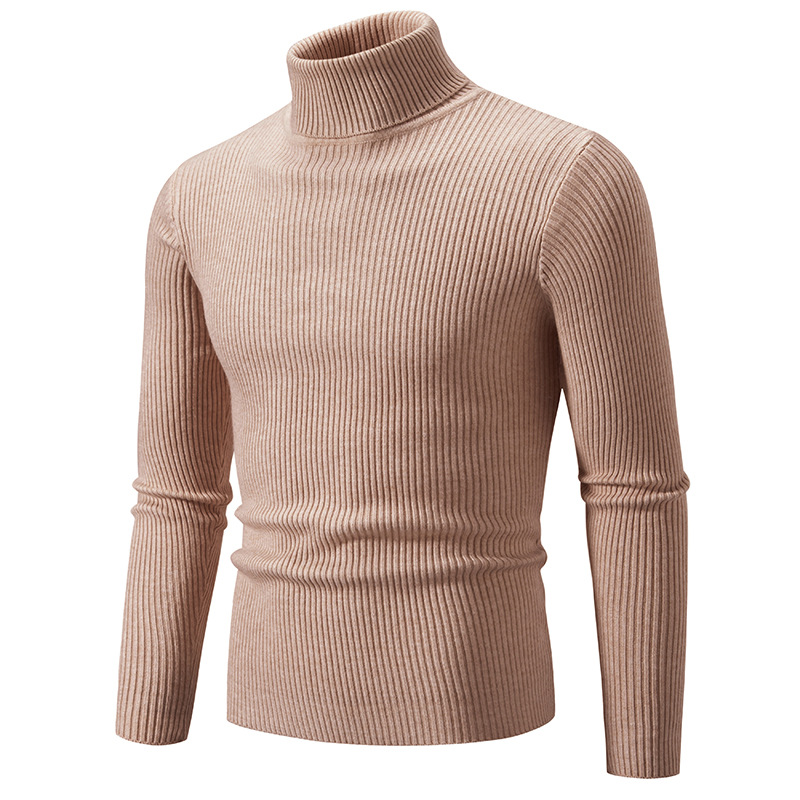 Schlichter einfarbiger hochgeschlossener Basispullover Freizeit Herren Slim Fit Strickpullover - Bild 32 von 33