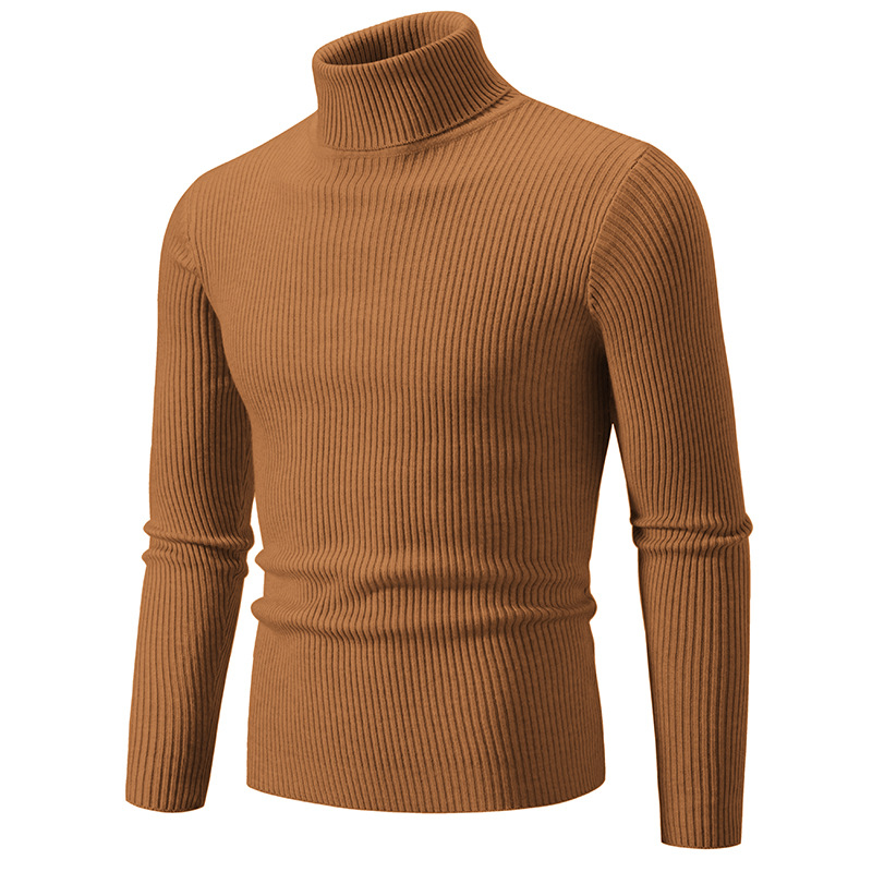 Schlichter einfarbiger hochgeschlossener Basispullover Freizeit Herren Slim Fit Strickpullover - Bild 33 von 33