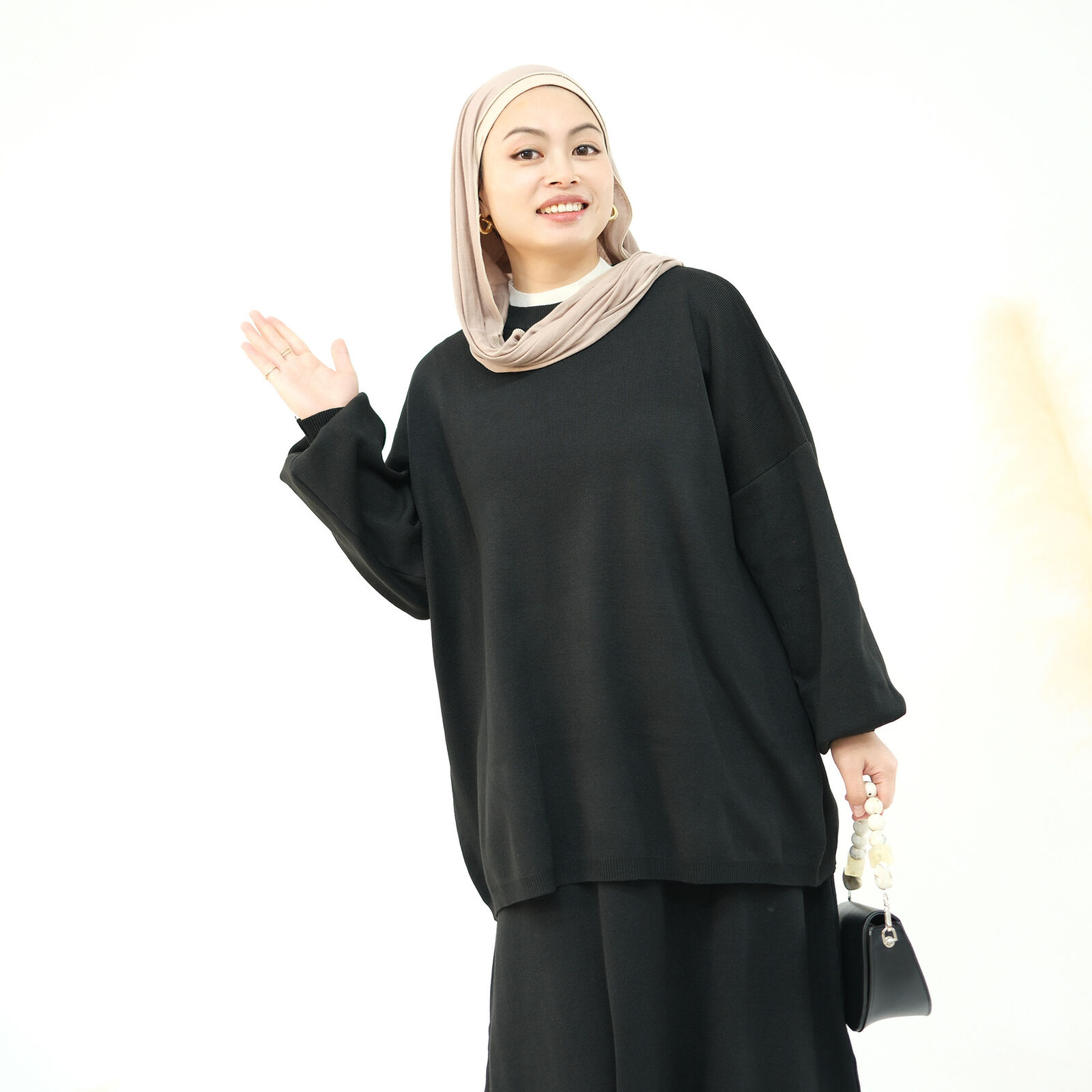 2-teiliges Set muslimische Abaya Winter Damen Pullover Rock islamische Strickkleidung Dubai - Bild 21 von 59