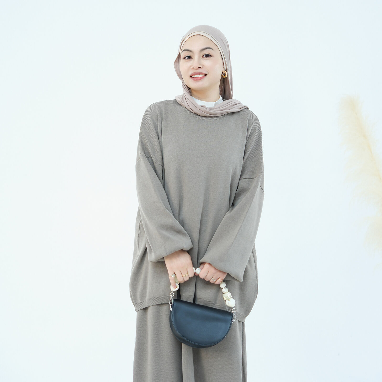 2-teiliges Set muslimische Abaya Winter Damen Pullover Rock islamische Strickkleidung Dubai - Bild 23 von 59