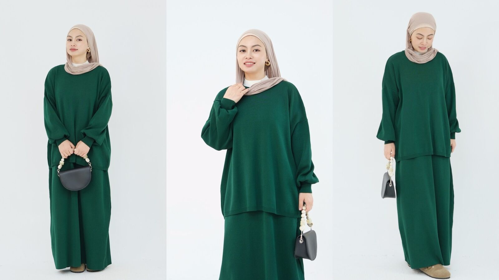 2-teiliges Set muslimische Abaya Winter Damen Pullover Rock islamische Strickkleidung Dubai - Bild 32 von 59