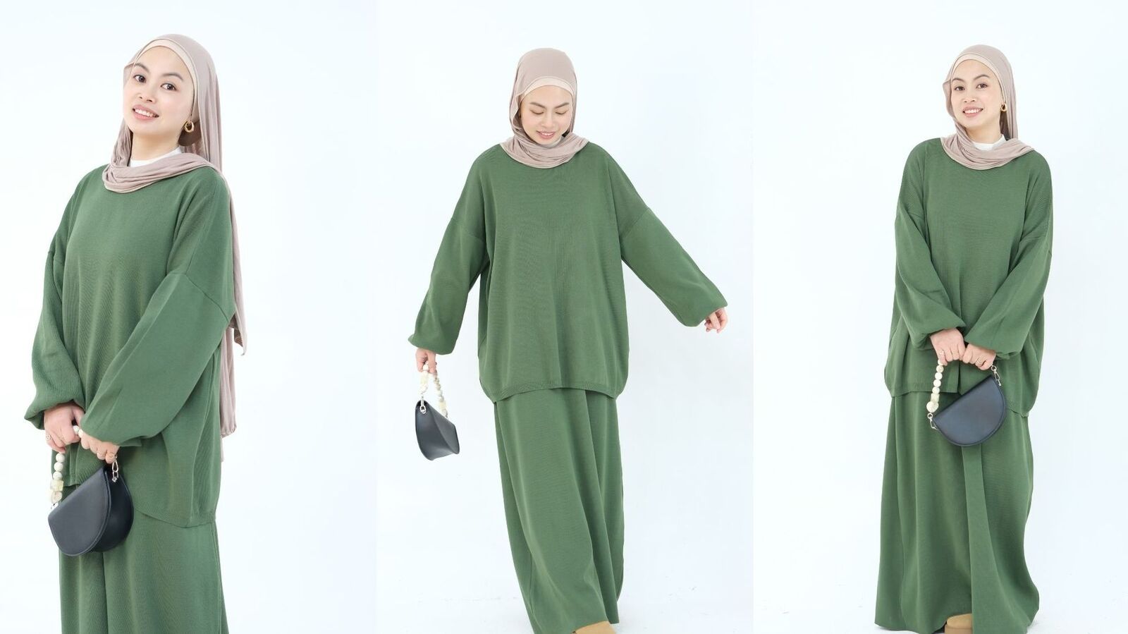 2-teiliges Set muslimische Abaya Winter Damen Pullover Rock islamische Strickkleidung Dubai - Bild 41 von 59