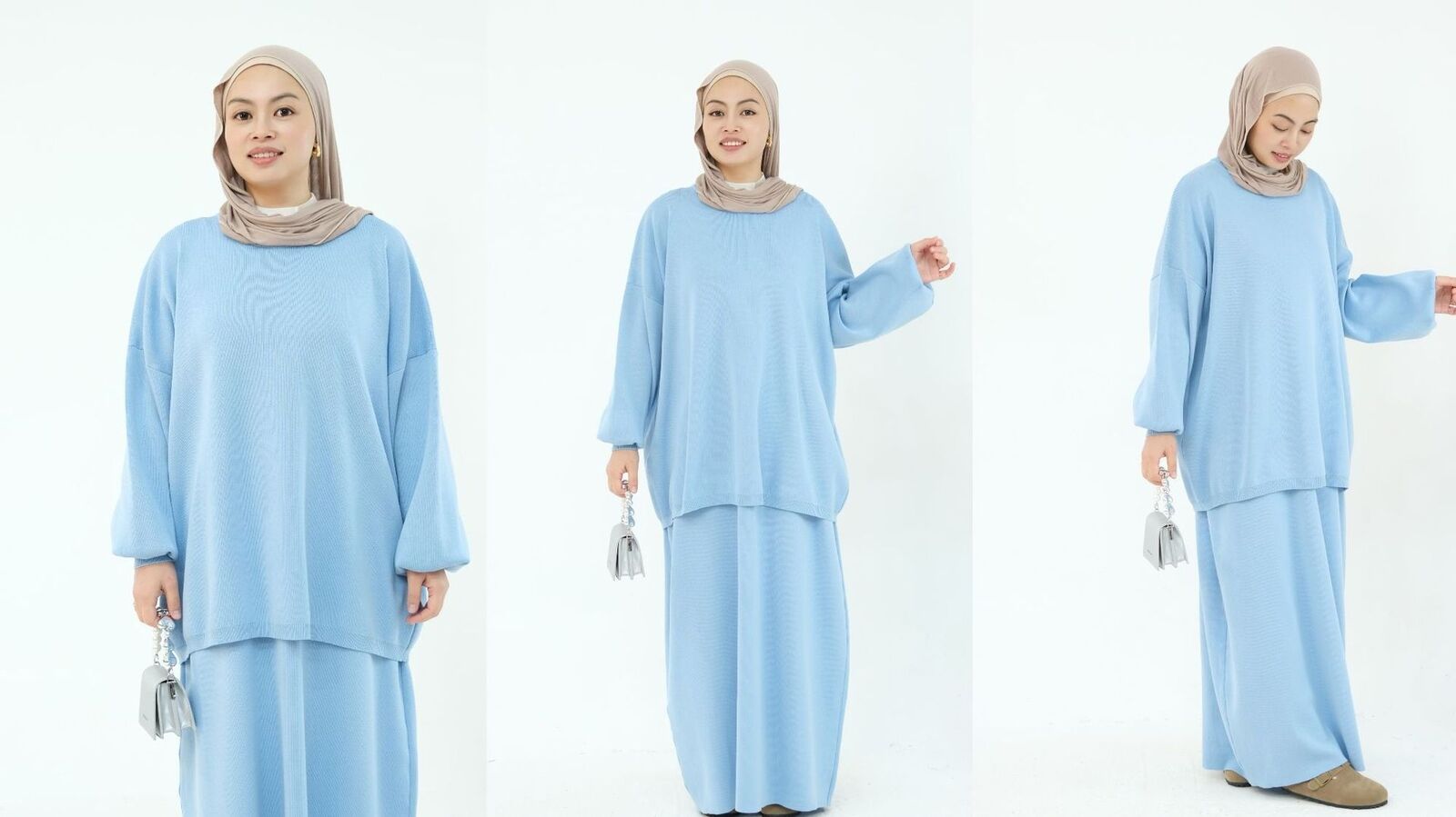 2-teiliges Set muslimische Abaya Winter Damen Pullover Rock islamische Strickkleidung Dubai - Bild 43 von 59