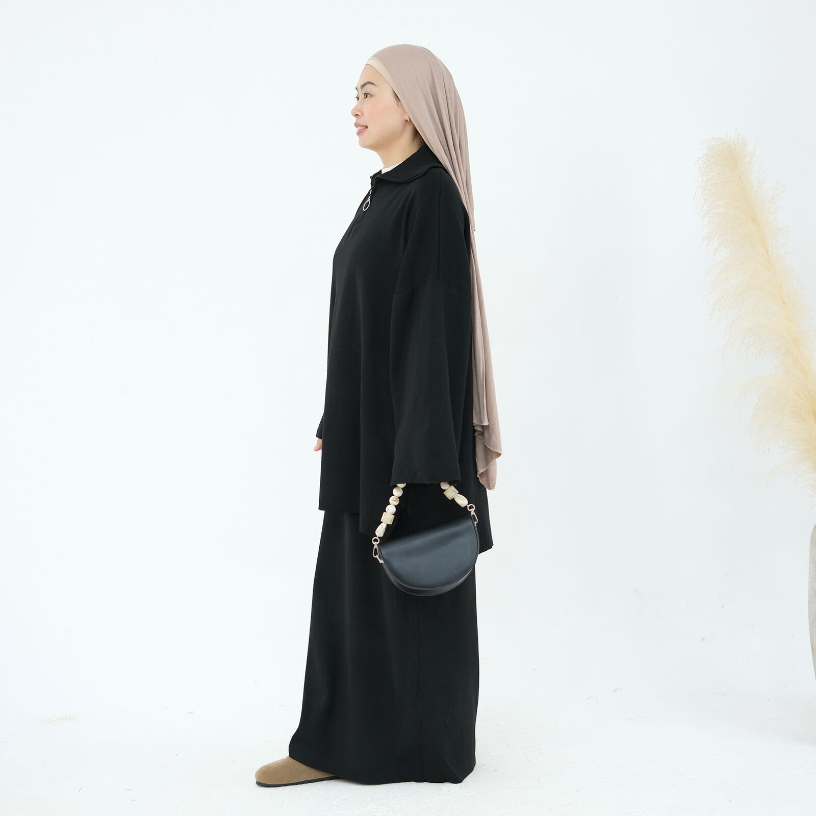 2-teiliges Set muslimische Abaya Winter Damen Pullover Rock islamische Strickkleidung Dubai - Bild 48 von 59