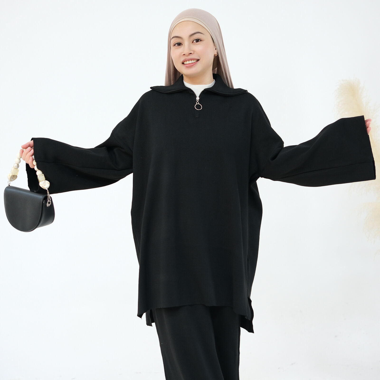 2-teiliges Set muslimische Abaya Winter Damen Pullover Rock islamische Strickkleidung Dubai - Bild 50 von 59