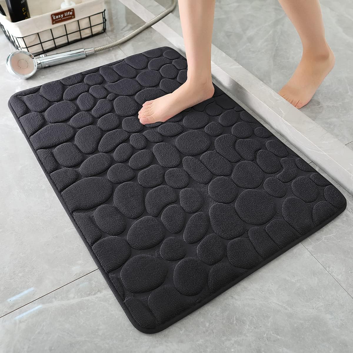 Memory Foam Bath Mat Cobblestone Bathroom Rugs Super Water Absorbent Bath Mats - Bild 25 von 114