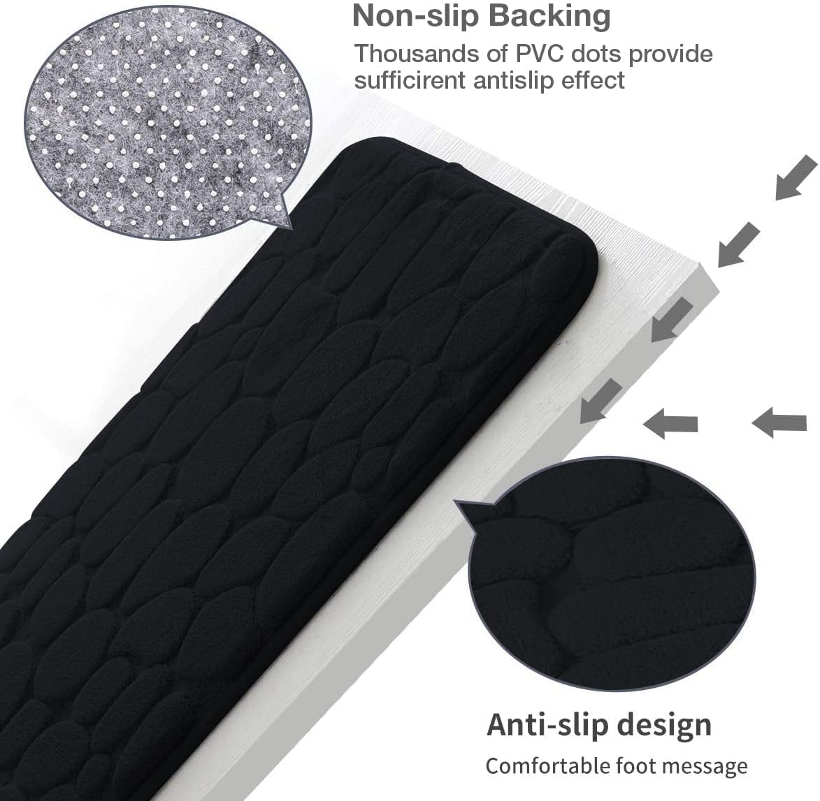 Memory Foam Bath Mat Cobblestone Bathroom Rugs Super Water Absorbent Bath Mats - Bild 29 von 114