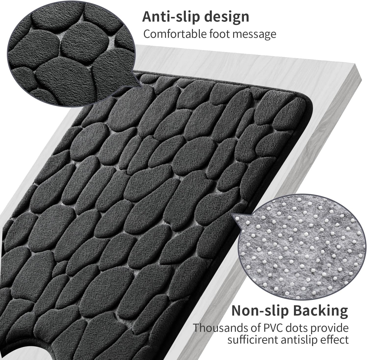 Memory Foam Bath Mat Cobblestone Bathroom Rugs Super Water Absorbent Bath Mats - Bild 34 von 114