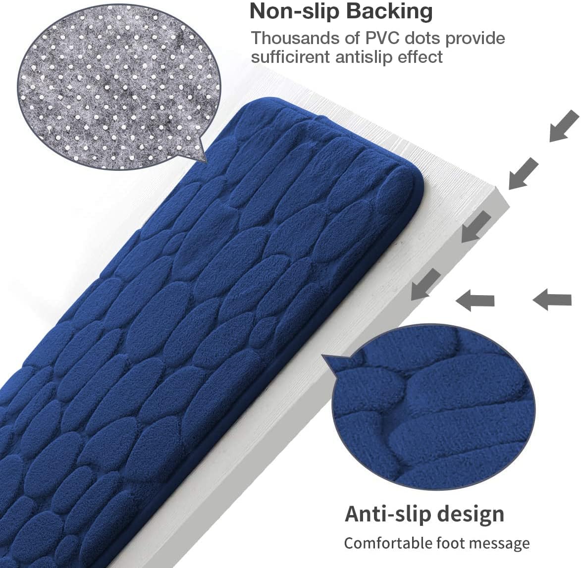 Memory Foam Bath Mat Cobblestone Bathroom Rugs Super Water Absorbent Bath Mats - Bild 41 von 114