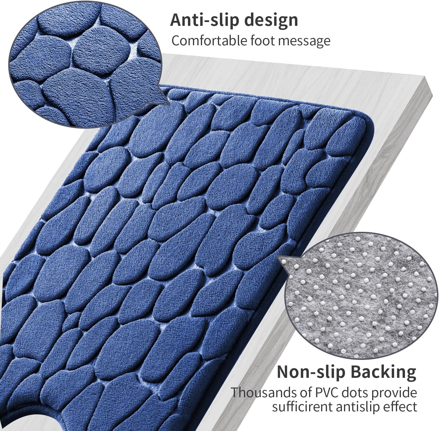 Memory Foam Bath Mat Cobblestone Bathroom Rugs Super Water Absorbent Bath Mats - Bild 46 von 114