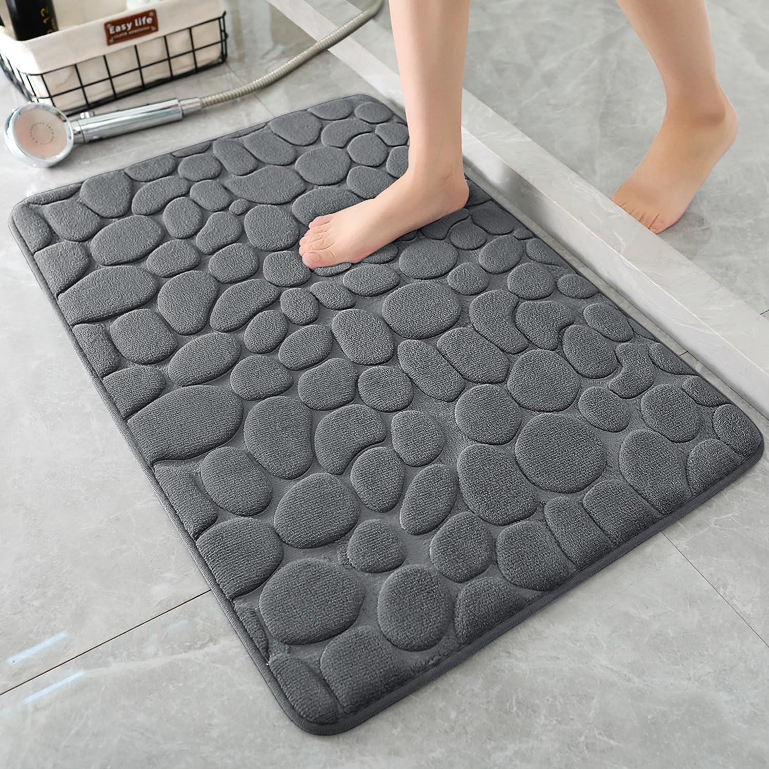 Memory Foam Bath Mat Cobblestone Bathroom Rugs Super Water Absorbent Bath Mats - Bild 49 von 114