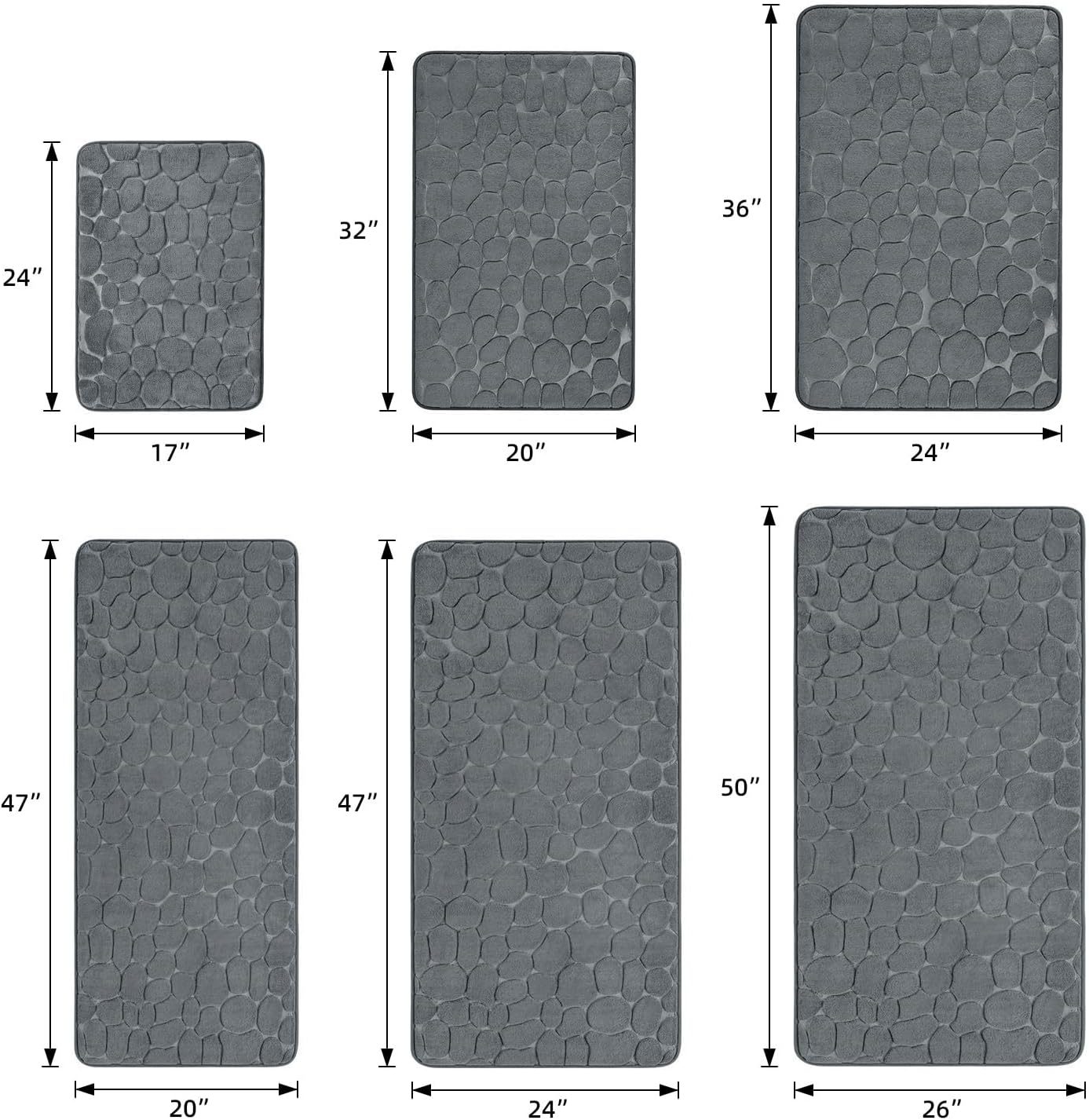 Memory Foam Bath Mat Cobblestone Bathroom Rugs Super Water Absorbent Bath Mats - Bild 50 von 114