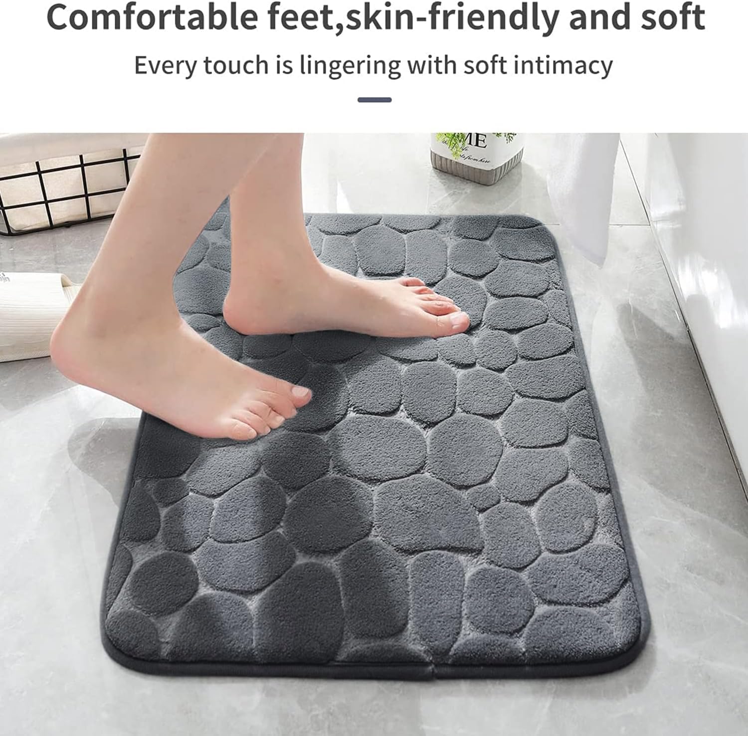 Memory Foam Bath Mat Cobblestone Bathroom Rugs Super Water Absorbent Bath Mats - Bild 51 von 114