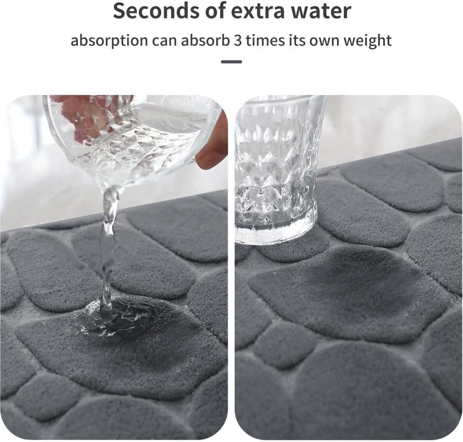 Memory Foam Bath Mat Cobblestone Bathroom Rugs Super Water Absorbent Bath Mats - Bild 52 von 114