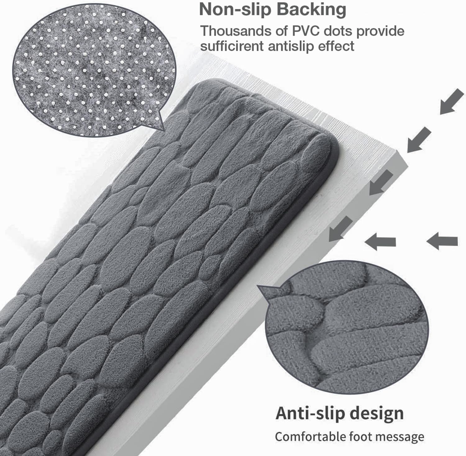 Memory Foam Bath Mat Cobblestone Bathroom Rugs Super Water Absorbent Bath Mats - Bild 53 von 114