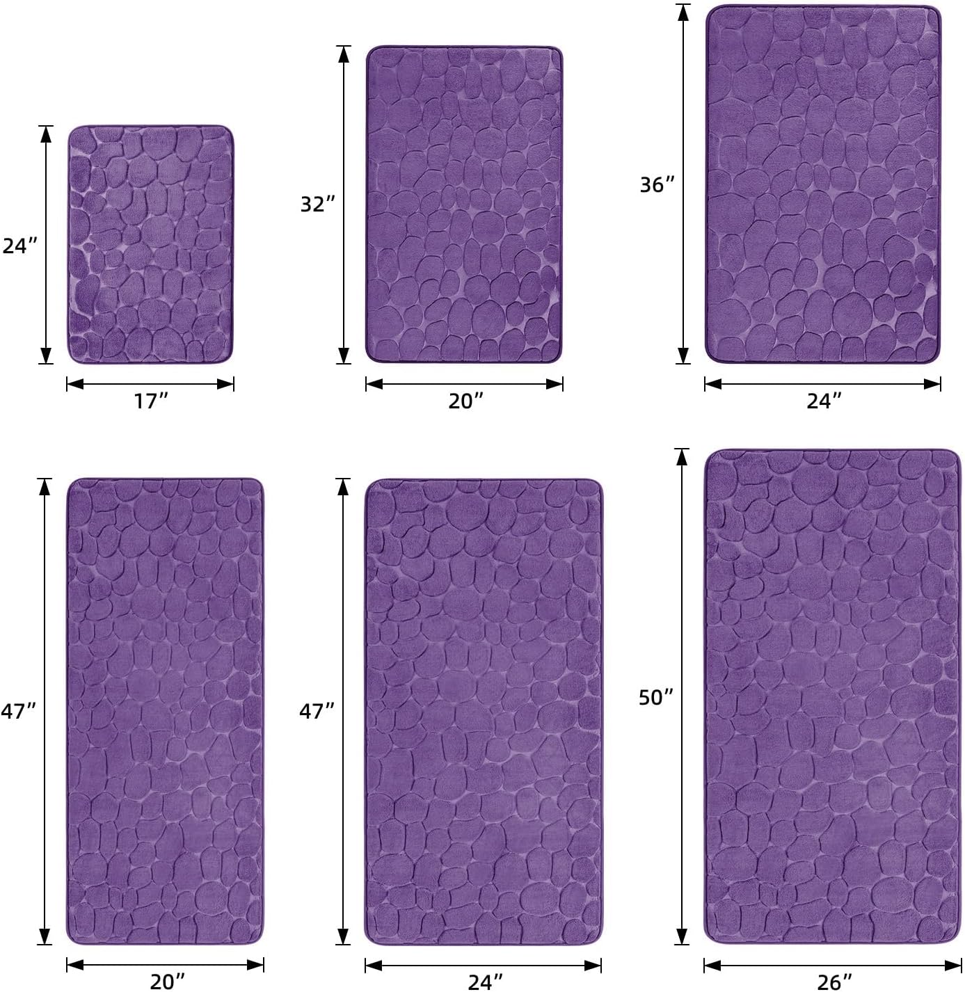 Memory Foam Bath Mat Cobblestone Bathroom Rugs Super Water Absorbent Bath Mats - Bild 62 von 114