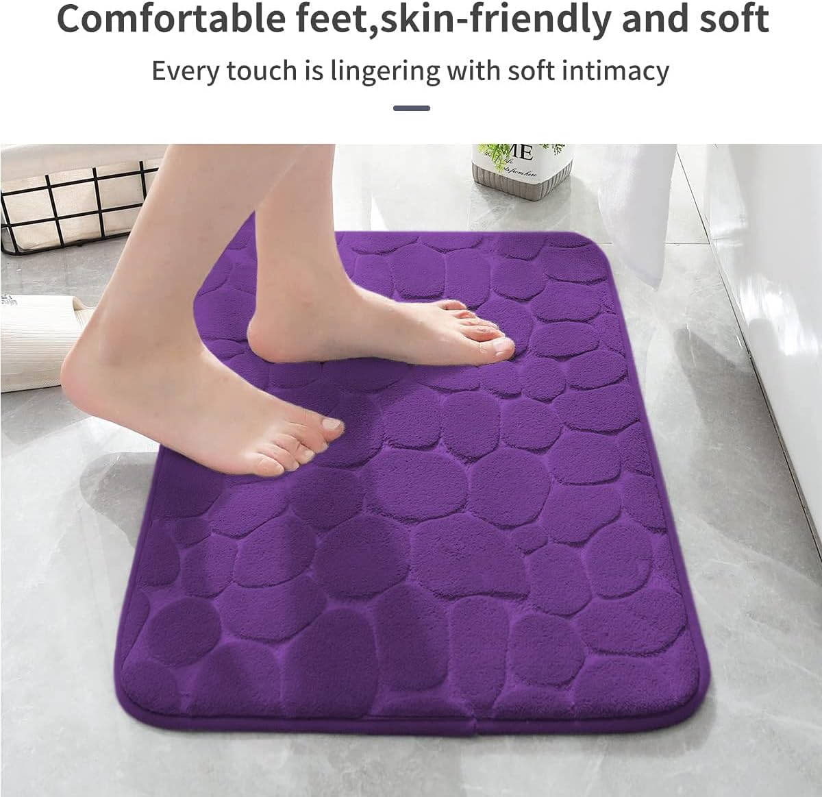 Memory Foam Bath Mat Cobblestone Bathroom Rugs Super Water Absorbent Bath Mats - Bild 63 von 114