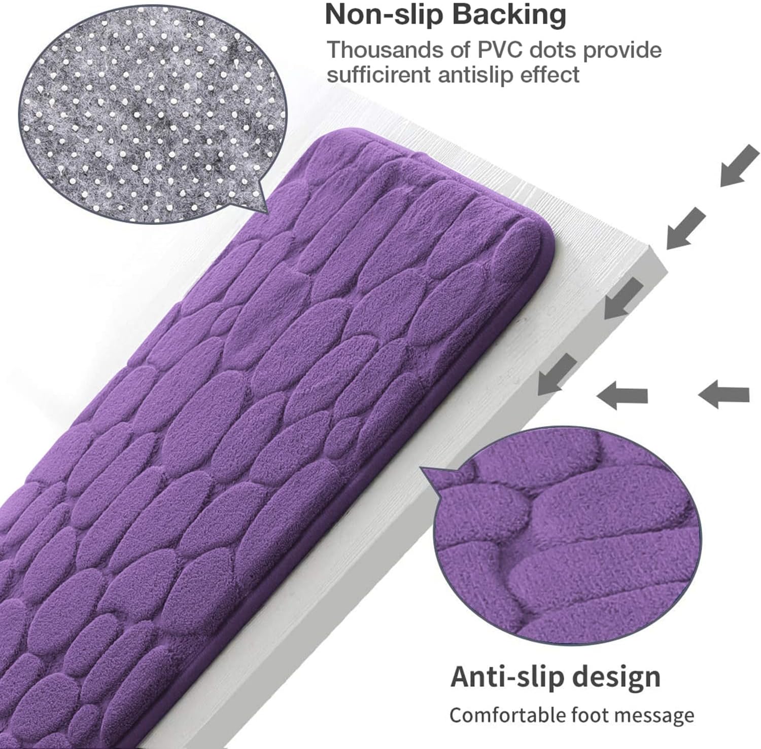 Memory Foam Bath Mat Cobblestone Bathroom Rugs Super Water Absorbent Bath Mats - Bild 65 von 114