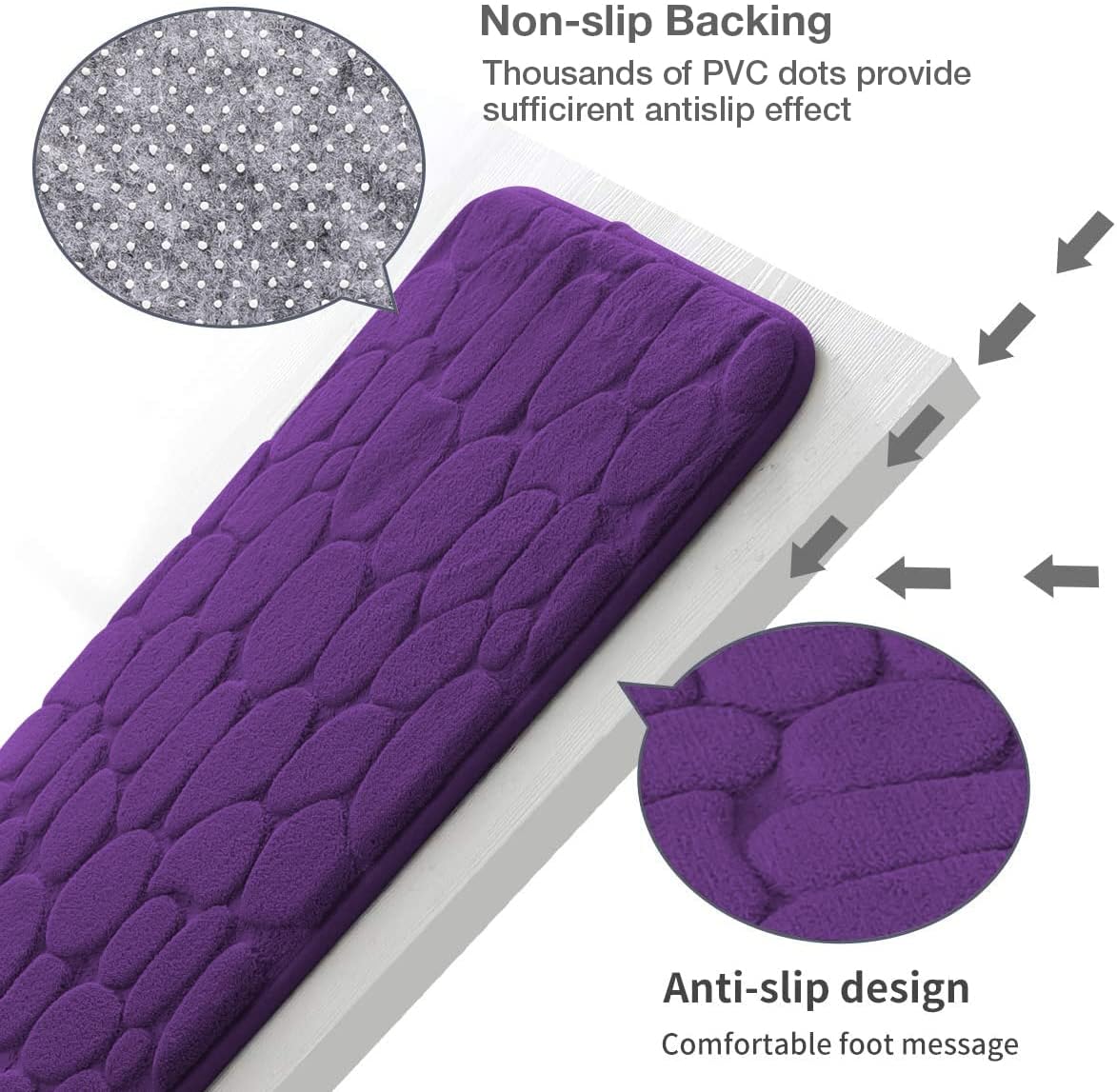 Memory Foam Bath Mat Cobblestone Bathroom Rugs Super Water Absorbent Bath Mats - Bild 69 von 114