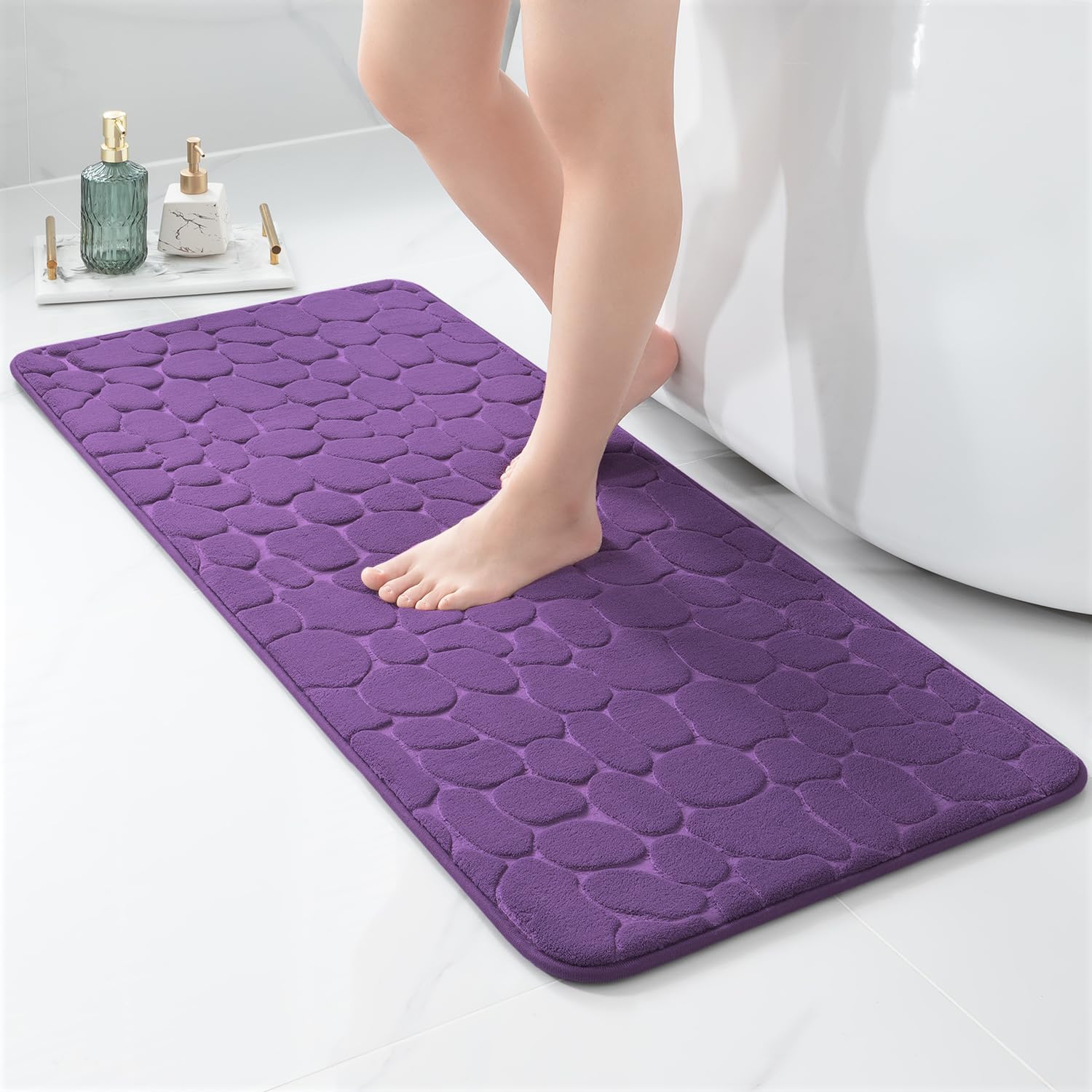 Memory Foam Bath Mat Cobblestone Bathroom Rugs Super Water Absorbent Bath Mats - Bild 70 von 114