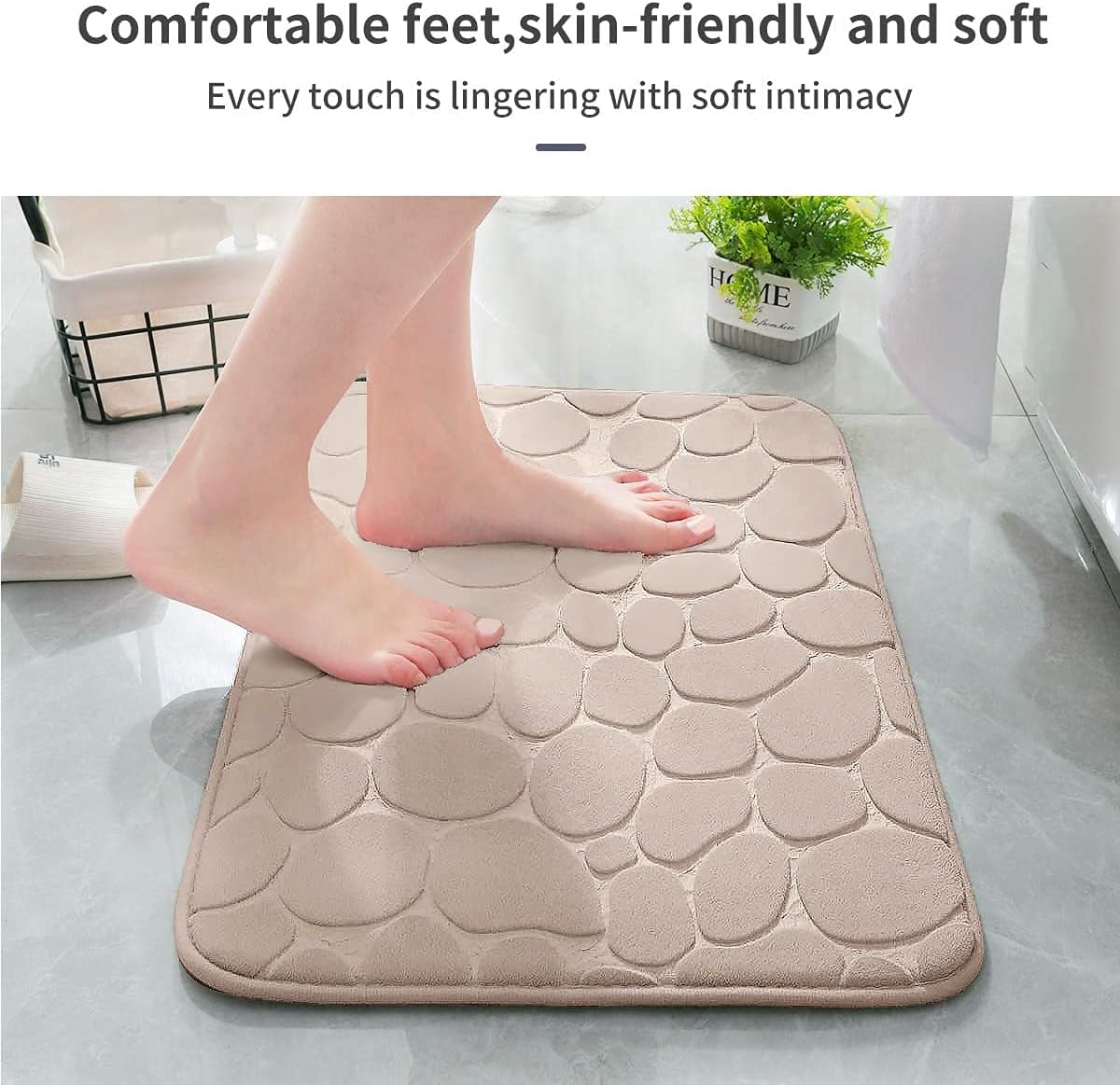 Memory Foam Bath Mat Cobblestone Bathroom Rugs Super Water Absorbent Bath Mats - Bild 75 von 114