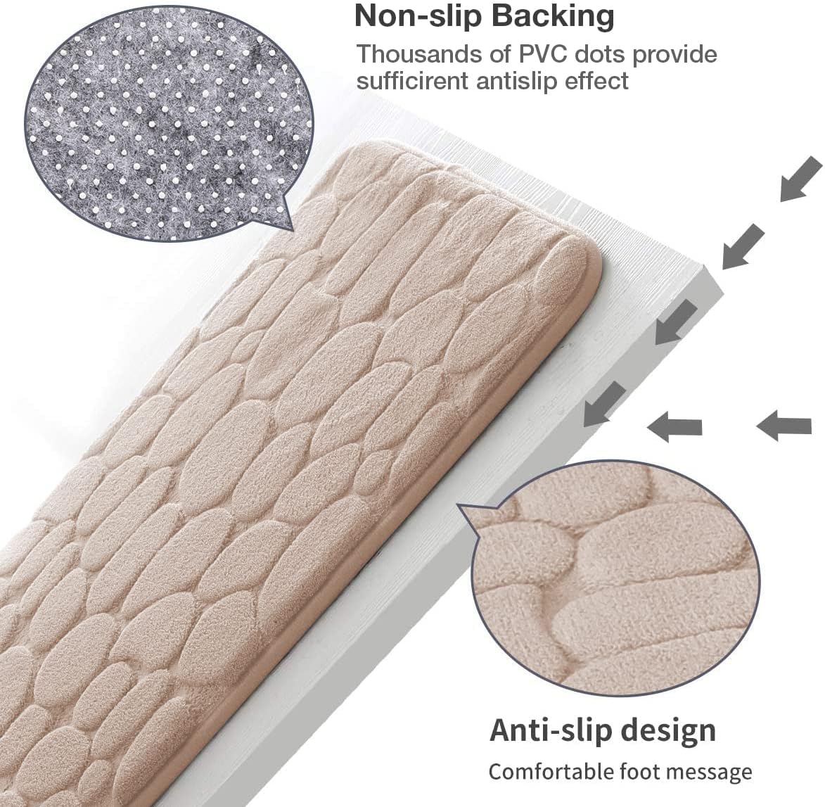 Memory Foam Bath Mat Cobblestone Bathroom Rugs Super Water Absorbent Bath Mats - Bild 78 von 114