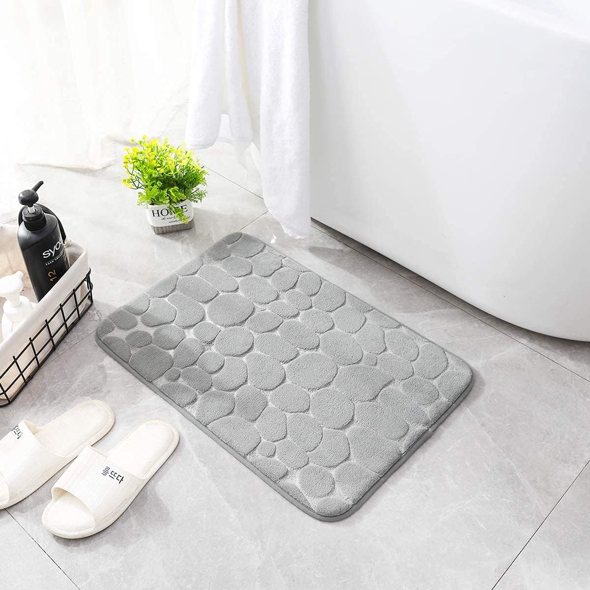 Memory Foam Bath Mat Cobblestone Bathroom Rugs Super Water Absorbent Bath Mats - Bild 90 von 114
