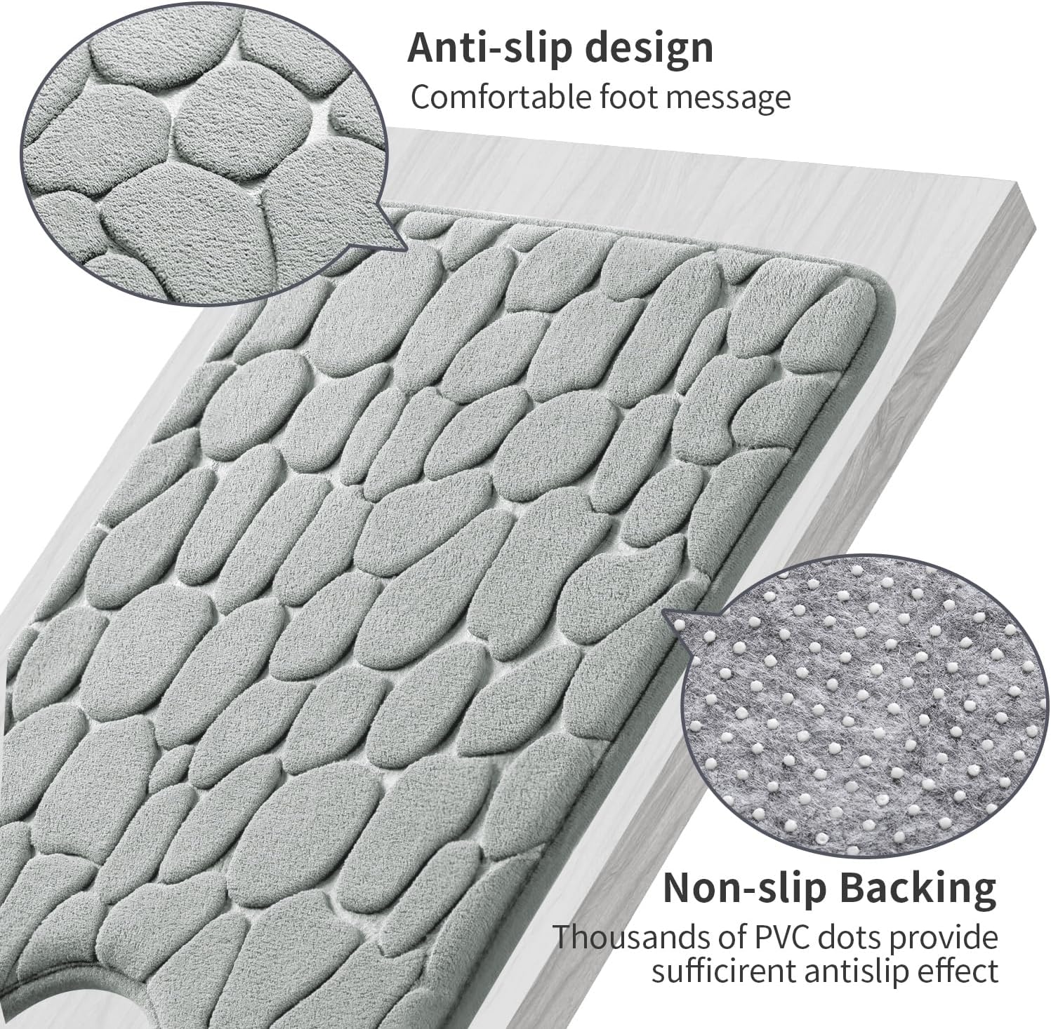 Memory Foam Bath Mat Cobblestone Bathroom Rugs Super Water Absorbent Bath Mats - Bild 94 von 114