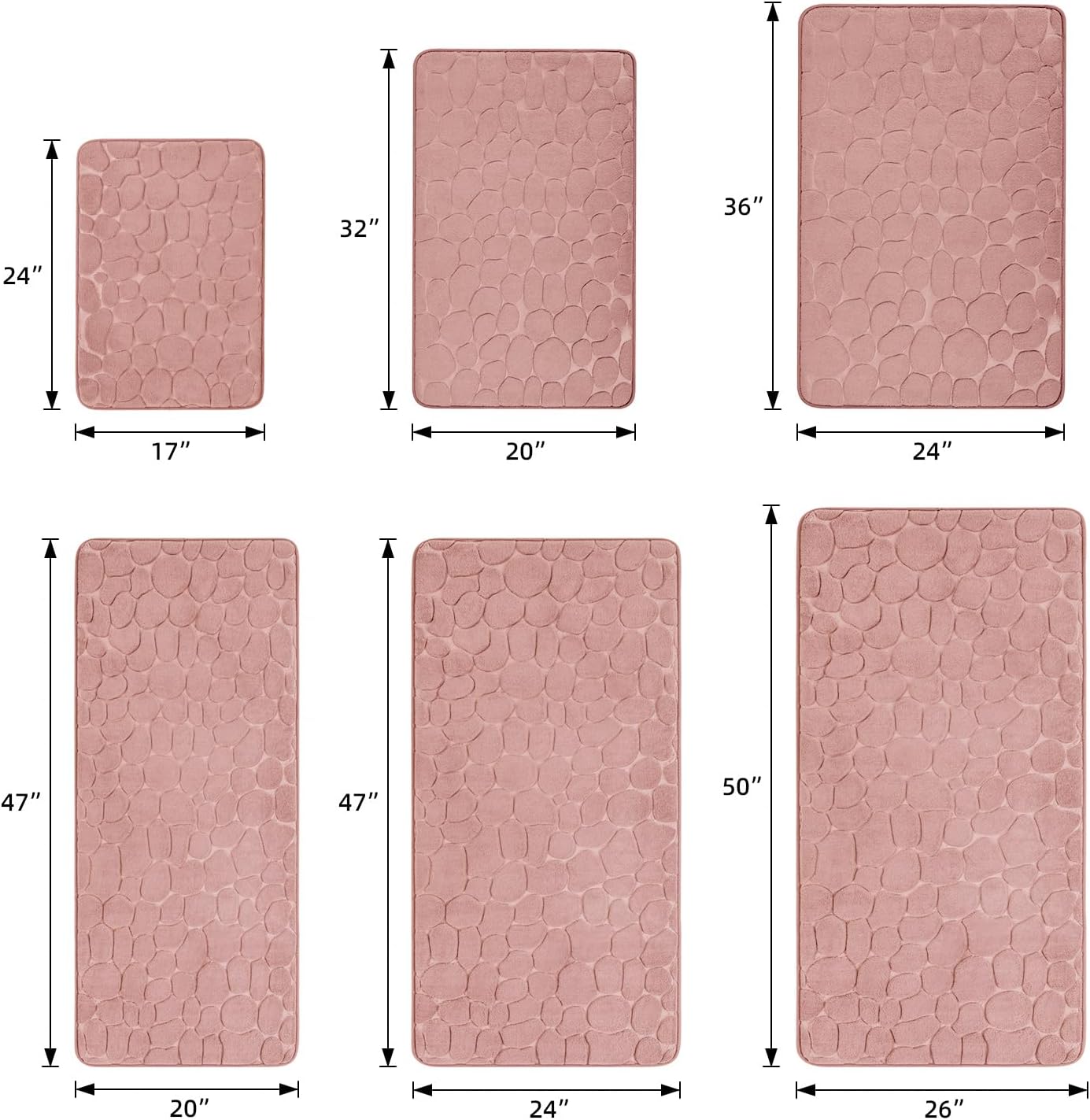 Memory Foam Bath Mat Cobblestone Bathroom Rugs Super Water Absorbent Bath Mats - Bild 98 von 114